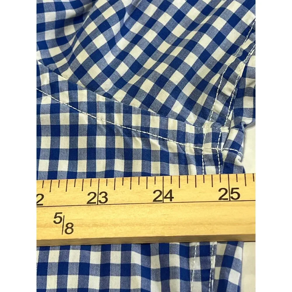 Banana Republic Camden Fit Button Up Gingham Shirt Royal Blue Academia Size XL